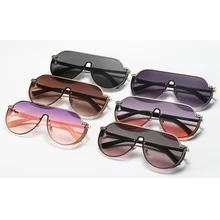 UV400 Солнцезащитные очки-авиаторы с плоским верхом, модные круглые солнцезащитные очки большого размера для женщин, цельные солнцезащитные очки с прозрачными линзами