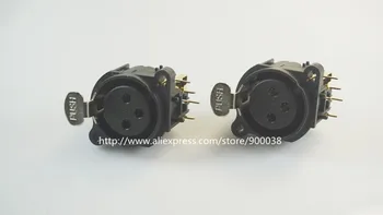 

10 pcs 3 position XLR connector Panel Mount Latch Lock Female right angle receptacle 3 Pin circular Conn gold plate pins PCB