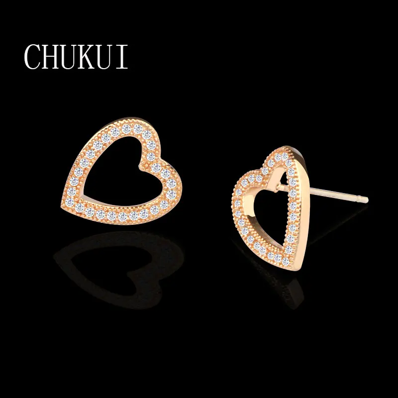 

CHUKUI Hot Fashion Brincos Stud Oorbellen Gold Rhinestone Heart Shaped Earrings Zirconia Pave Earring