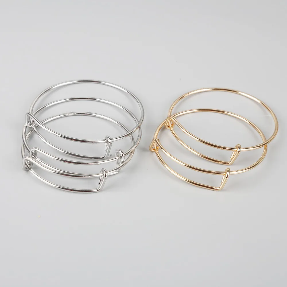 

10pcs 5cm Iron Gold/Rhodium Adjustable Wire Bracelets Expandable Wiring Bangle Bracelet For Jewelry Making Bracelet DIY