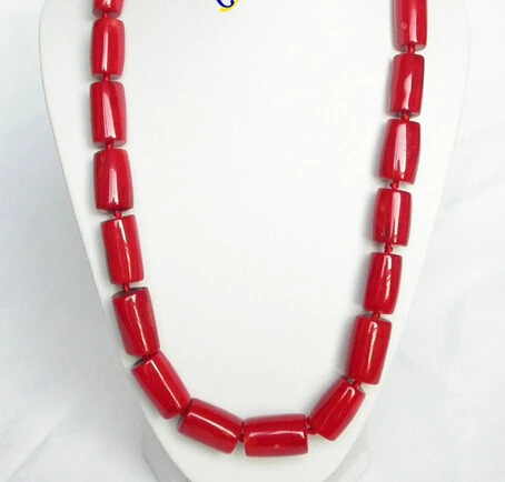 

FREE SHIPPING>>>@@ > N2443 natural 20" 20mm column red coral necklace