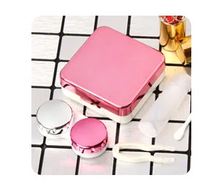 Светоотражающая крышка, чехол для контактных линз с зеркалом, цветной кейс для контактных линз, контейнер, Милый дорожный набор, женская коробка - Цвет: rose red