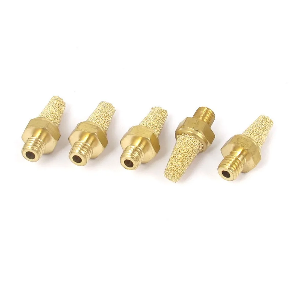 M5 Thread Brass Pneumatic Air Exhaust Breather Muffler Filter 5pcsin