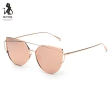Feitong Goggles Sunglasses for Women Men Pink Gold Mirror Unique Cat Eye Sunglasses Women Men’s Glass lunette oculos de sol 2017