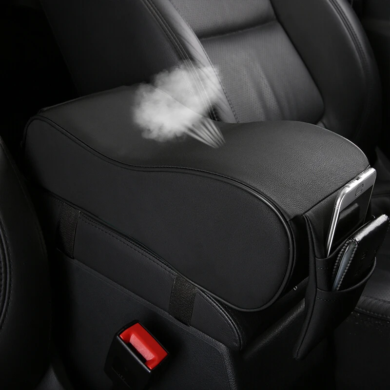 

Soft Car Armrest Box Mat Interior Armrest Pad PU Leather Memory Foam Car Armrest Center Consoles Cushion with Phone Storage bag