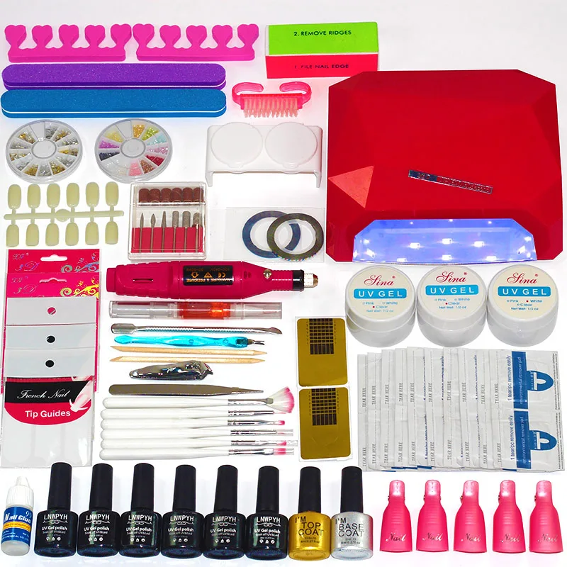 54/48/36/6W UV Lamp Polish Kit Manicure Set Nail Electric Handle kit6 Color Soak Off Gel Top Coat | Красота и здоровье
