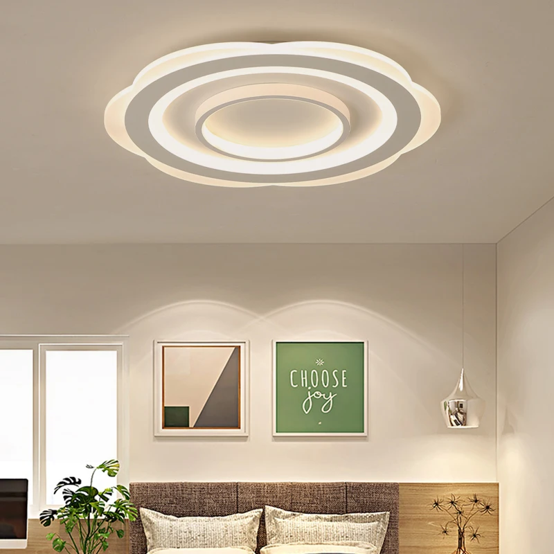 Современный светодиодный потолочный светильник, Круглый, простой, декоративный, с регулируемой яркостью, светильники для столовой кровати, гостиной, потолочный светильник