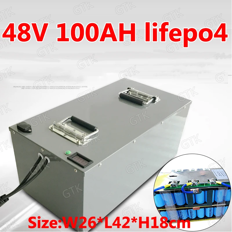 ГТК 48v 100ah Lifepo4 батарея с BMS для 7000W сельскохозяйственных машин трехколесный мотоцикл Лодка автомобиля скутер мотоцикла или электровелосипеда+ 10A зарядное устройство