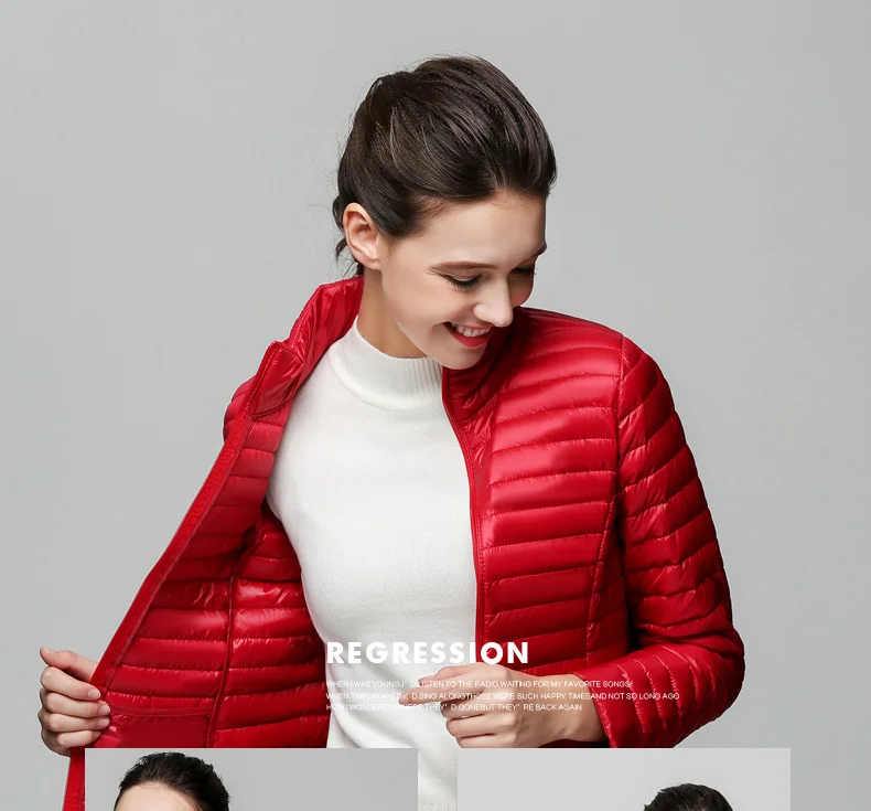 Зимняя куртка большого размера, женская модная куртка на 90% белом утином пуху, ультра-светильник, пальто на молнии, тонкая верхняя одежда