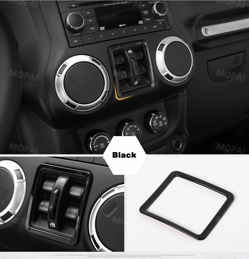 MOPAI АБС-пластик, для салона автомобиля, кнопка переключения окон, декоративная рамка, крышка, наклейка для Jeep Wrangler JK 2011 Up, автомобильные аксессуары, Стайлинг