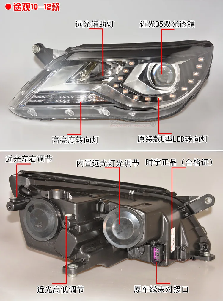 OUMIAO для Tiguan фары 2011-Новинка 2014 года Tiguan светодиодный фар светодиодный DRL Bi Xenon объектив Фара Высокий Низкий луч парковка