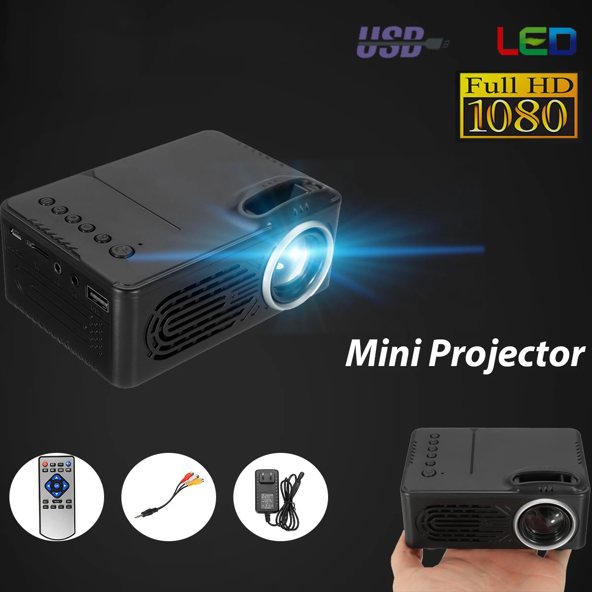 1080P 400 Lumens HD Mini Portable Projector 1920x1080 Max resolution Digital Projector For TV LED Home Theater 1080P 400 Lumens HD Mini Portable Projector 1920x1080 Max resolution Digital Projector For TV LED Home Theater