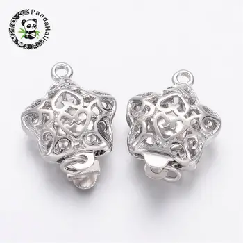 

Nickel Free Filigree Stars Links Hollow Heart Brass Chains Box Clasps DIY Jewelry Necklace Bracelet Making, 18x12x6mm, Hole: 2mm