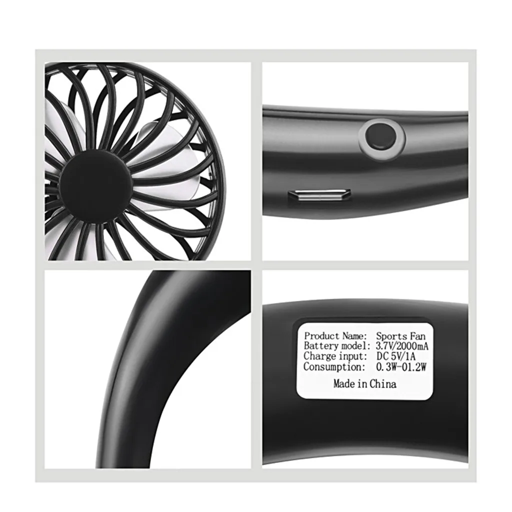 Продажа Carprie мини портативный вентилятор  font  b USB  b   font  1200 мАч перезаряжаемый шейный ремень ленивый шейный подвесной стиль двойные Охлаждающие вентиляторы гад...