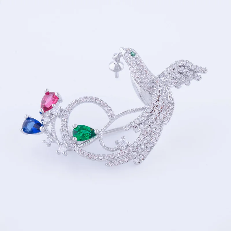 

Fashion festivals high - end party women 's brooches charm bird copper inlaid color zircon pearl jewelry