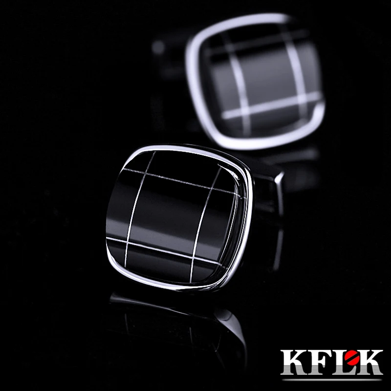 

KFLK Jewelry shirt cufflink for mens Brand Black cuff link Wholesale bouton Gift High Quality Luxury Wedding Male guests