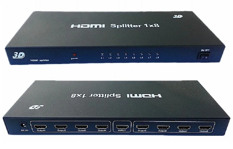 HDMI сплиттер Switcher конвертер Усилители домашние повторителя 1 до 8 1x8 1 в 8 из для FullHD 1080 P 3D HDTV HDCP аудио-видео сепаратор