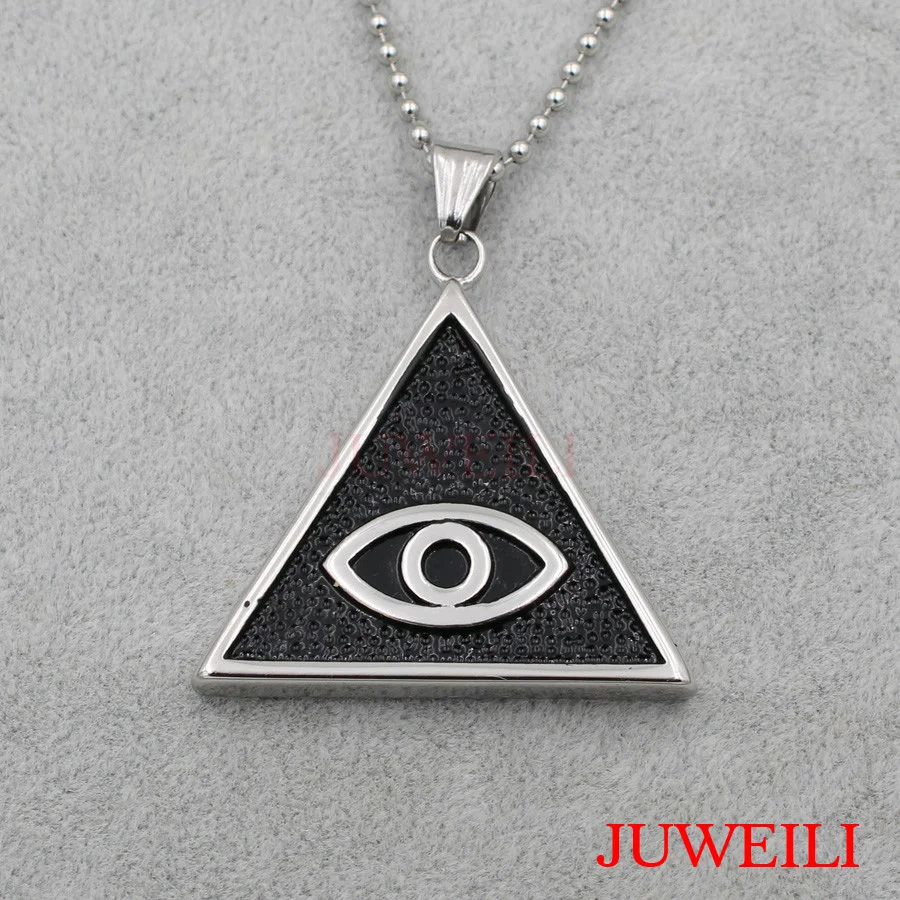 Juweili Jewelry 1x Ретро Треугольники Пирамида Глаз Нержавеющая сталь кулон Цепочки и