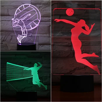 

3D LED Night Light USB Volleyball Player Figure gece lambasi Children Kids Gift Baby Nightlight Sports Desk lamp bedside