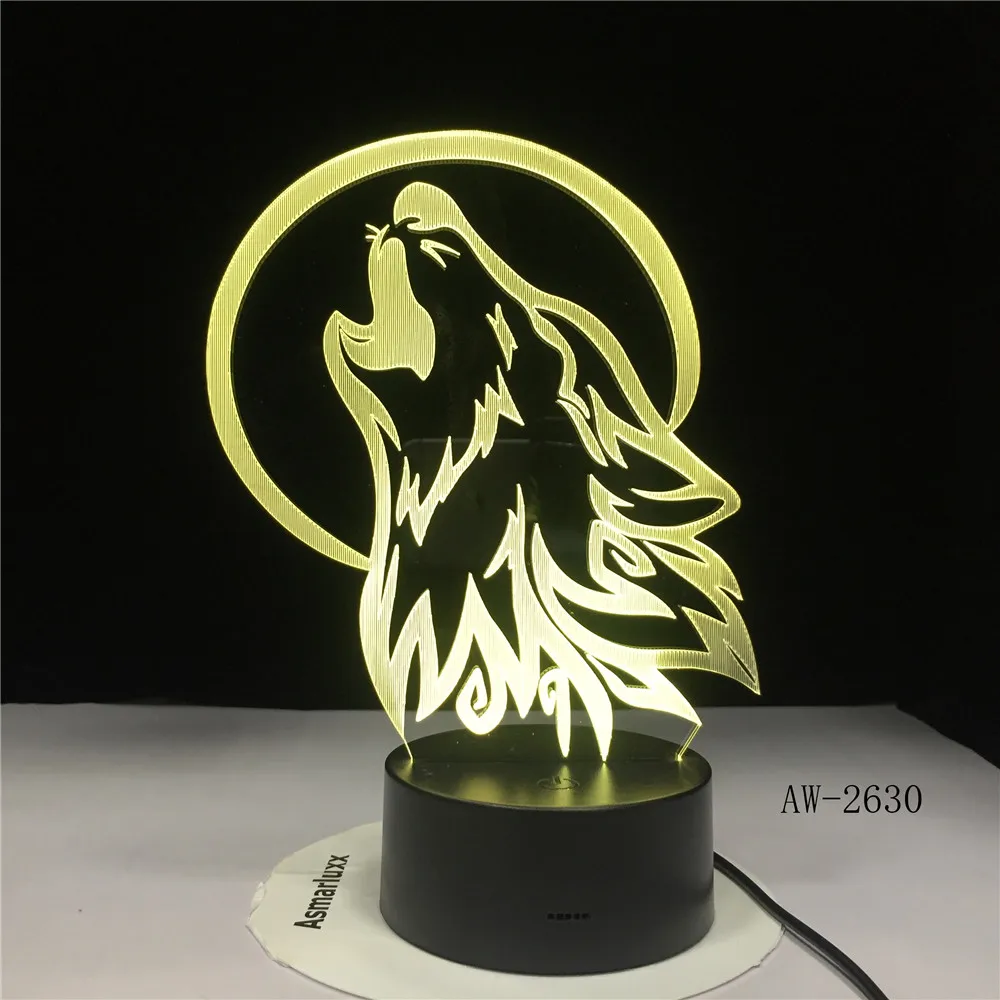 Wolf 3d Lamp Lovely 7 Colors Change Colorful Light Nigh Kids Room Remote Touch switch Led Lights Lamps Drop Ship AW-2630 | Освещение