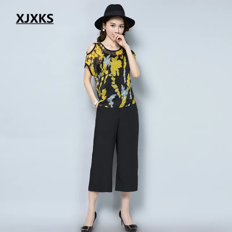 XJXKS Orvalho Ombro Verão Solto Linho Respirável Três Peças Conjunto Padrão de Cor de Impressão Das Mulheres Chiffon Bolsos da Mulher Define 88822