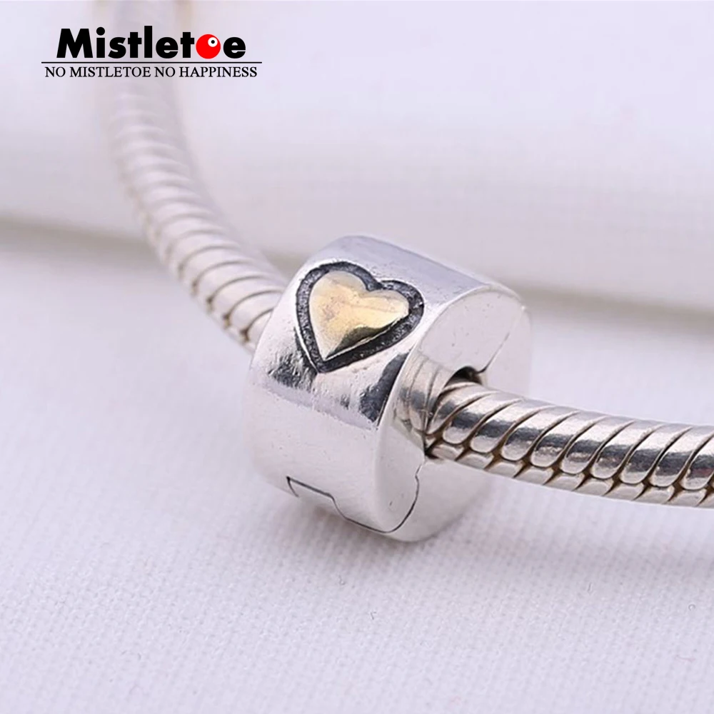 

Authentic 925 Sterling Silver Classic Heart Charm Clip Stopper Bead Fit European Bracelet Women Jewelry