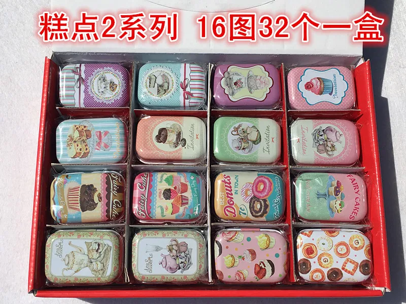 

Free ship!1lot=32pc!Mini cover Iron tin case /cake Afternoon tea can/Cachou box / small Kit/candy storage gfit box