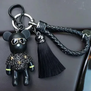 

NEW DESIGN Bomgom Tassels Cartoon Popobe Gloomy Bear Keychain Cute Bag Charm Holder Cartoon Resin Key Chain