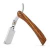 QSHAVE Hand Made Straight Razor Wood Handle Classic Safety Straight Razor Fit Whole Piece Double Edge Razor Blade ► Photo 2/6