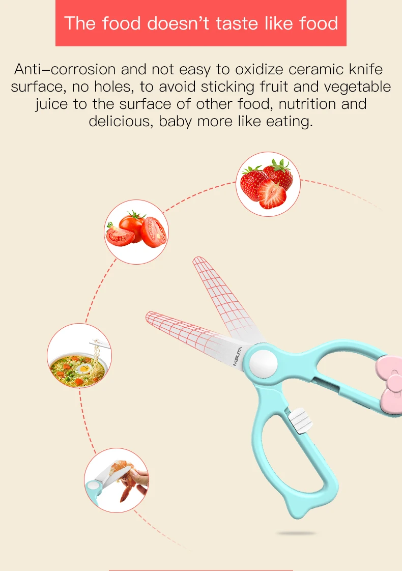 Детские керамические пищевые ножницы, овощные ноздри, мясо, дополнительная пищевая фреза, безопасные ножницы для кормления