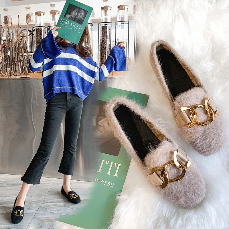 Classic Korean Version Of Autumn Winter Casual Plush Shoes comfortable non-slip flat shoes women's fashion outdoor | Обувь