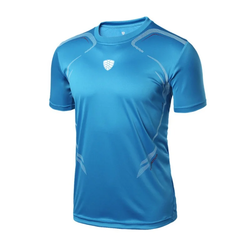 Мужские быстросохнущие футболки, мужские спортивные футболки для бега, быстросохнущие футболки, дышащие спортивные футболки для фитнеса, тренажерного зала, топы, лето, новинка - Цвет: Синий