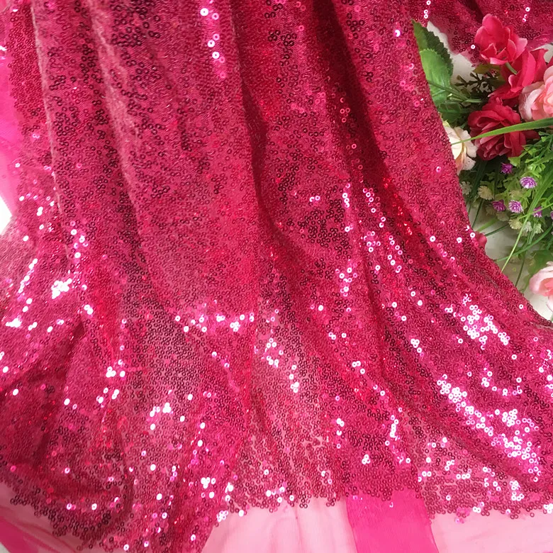 

100*150cm 3mm Rose Red Sequin Fabric for Mermaid Dresses Performance Fahion Clothing