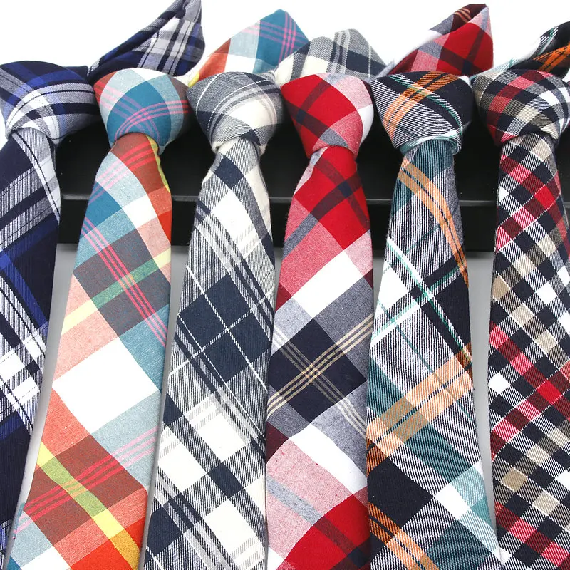 Брендовый хлопковый галстук, высокое качество, мужские Модные Повседневные узкие корбаты шириной 6 см, клетчатые галстуки для мужчин, тонкие галстуки