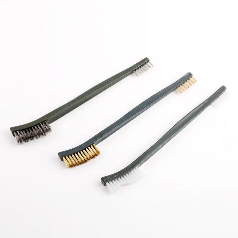 3Pcs Steel Brass Wire Brush Set Nylon Cleaning Polishing Detail Metal Rust Brush