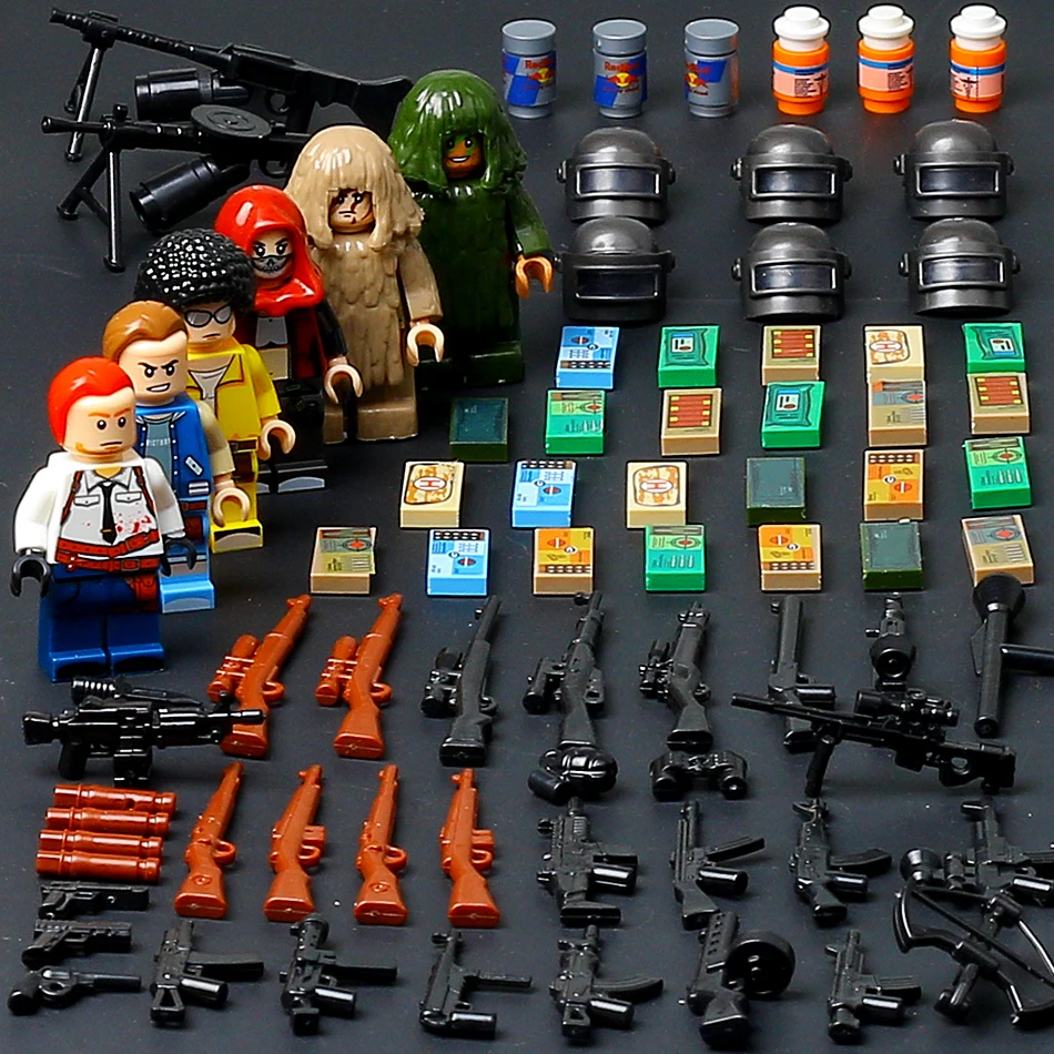 Bricks Military Figure Set PUBG Mini Weapon Gun Playerunknown's Battlegrounds FPS Game kids Toy Legoed PUBG Army Building Blocks
