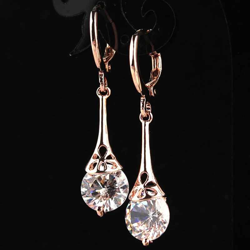 

New Red Water Drop Long Earrings For Women Gold Color Elegant Crystal Cute Dangle Earrings Fashion Jewelry Brincos Bijoux