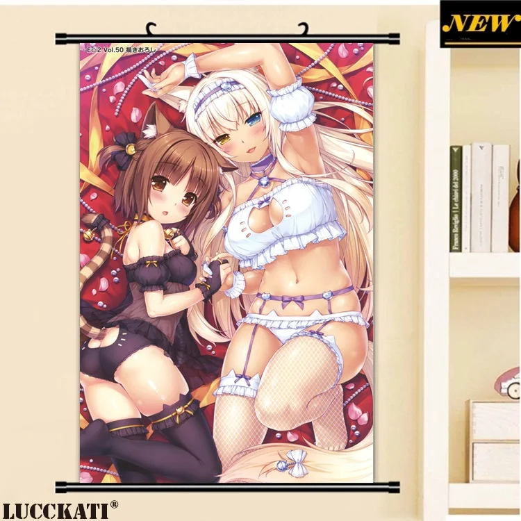 40X60 см Neko Para nekopara животные уши nekomimi хвост соски лоли мультфильм аниме Настенная картина Фреска плакат прокрутки холст живопись - Цвет: V