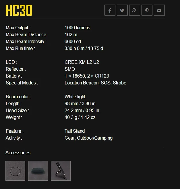 Nitecore HC30 светодиодный налобный фонарь CREE XM-L2 U2 1000 люмен полностью металлический Uniboy широколучевая оптическая фара