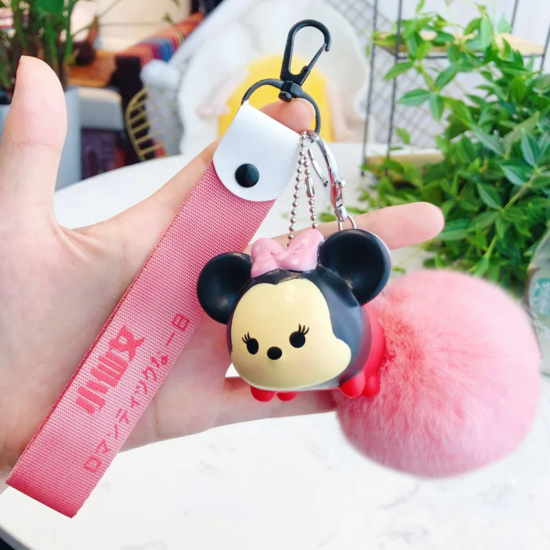 

Anime Cartoon Cute Mickey Minnie Mouse Bell Decoration KeyChain Sleutelhanger Key Chains Keyring Kiki Women Bag Charm Porte Clef