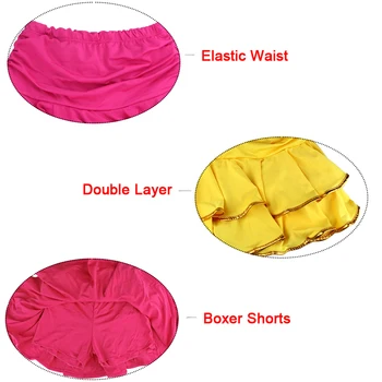 Wholesale Cute Spandex Latin Dance Skirt Girls Kids Children Ballroom Dancing Skirt Inside With Shorts Mini Skirt 6