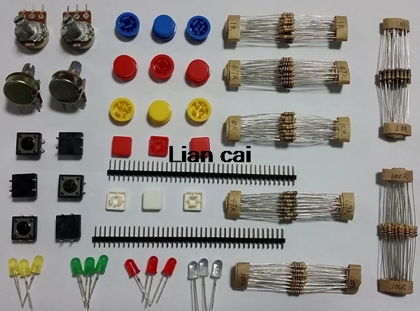 1 sets Handy Portable Resistor Kit for Arduino Starter UNO R3 LED potentiometer tact switch pin header | Обустройство дома