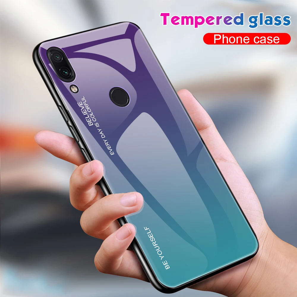 Чехол для Redmi7 Note7 Note6 Pro чехол с градиентным стеклом Aurora Xiaomi Mi9 Mi9SE чехлы|Бамперы| |