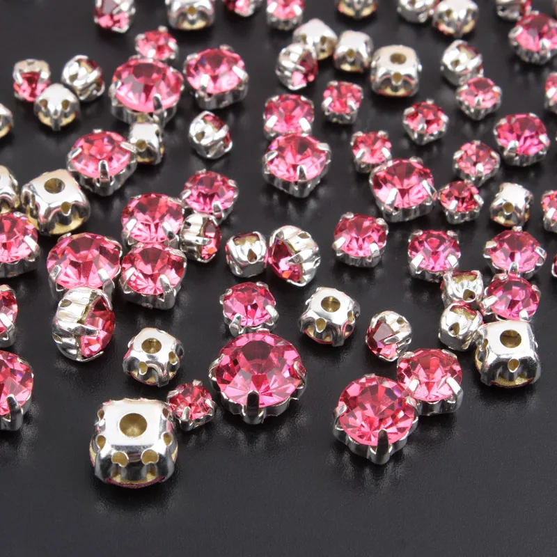 Rose Sew on Rhinestones Mix Size 4mm 8mm 120pcs Silver Rhinestone For