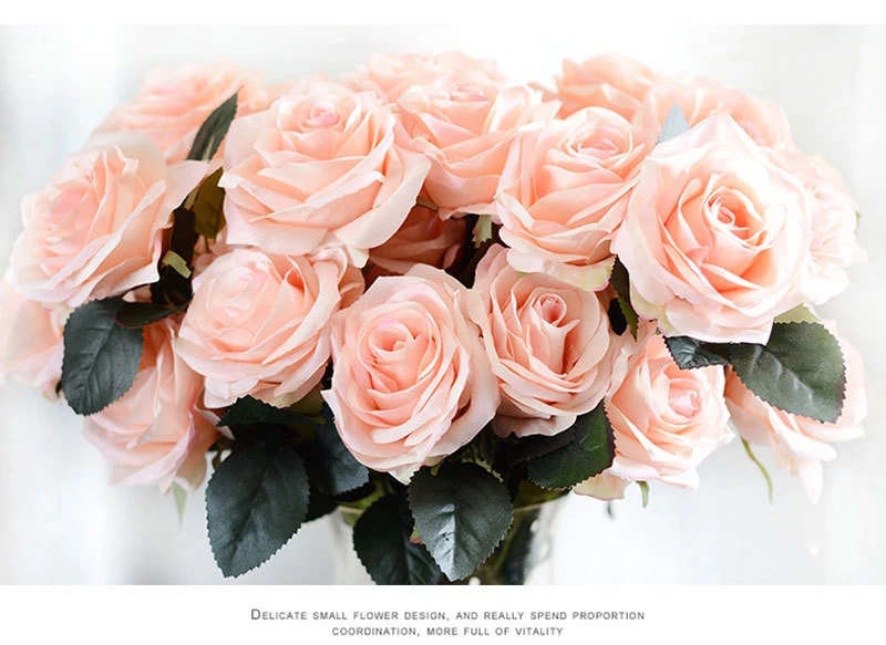 Искусственные цветы розы 10 голов французский букет роз Шелковый цветок для дома вечеринки Свадебные украшения поддельный цветок осенний Декор