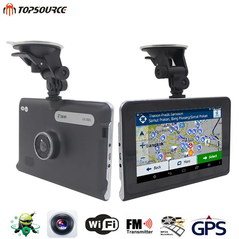 

TOPSOURCE 7'' HD Car Android GPS 1080P DVR Navigation Quad-core Sat Nav Truck GPS Navigator Built in 16GB/512M Russia/Europe Map