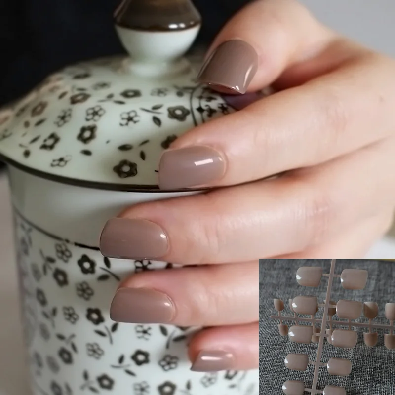 24pcs Flat Top Light Coffee False Nails Candy Deep Color Acrylic 24pcs Flat Top Light Coffee False Nails Candy Deep Color Acrylic Tips Middle Size N364 In From Beauty Health On Aliexpress Alibaba