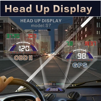 

5.8" S7 HUD GPS Speedometer OBD2 Head Up Display Car Speed Projector Digital Diagnostic Tool Consumption Water Temperature RPM