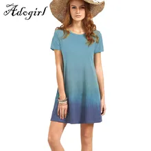 Solid Color Gradient Color Mini Dress Casual Sexy Fashion Gradient Dress Adogirl 2019 New Best Selling Women's Loose Fresh Dress