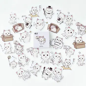 

45pcs/set Acting Cute White Meow Cat Stickers Set Decorative Stationery Stickers Scrapbooking DIY Diary Album Stick Lable